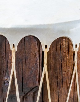 authentic rawhide indian drum accent table