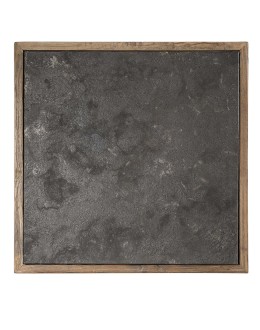 rustic wooden square accent table with stone top