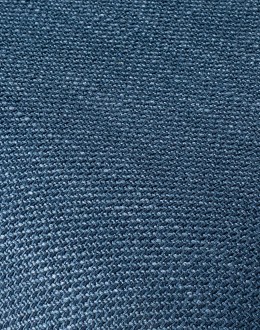 Cobalt Foot Stool featuring a rustic iron frame interwoven with natural fiber rope accents for a nautical touch, and a plush, textured navy blue cotton blend cushion.