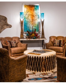 Drum Coffee Table authentic rawhide indian drum coffee table