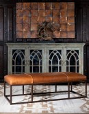 modern rustic leather rectangular ottoman