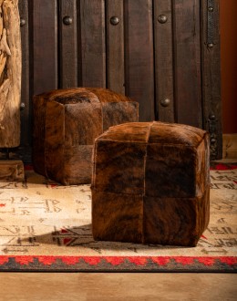 Cowhide Cube Ottoman