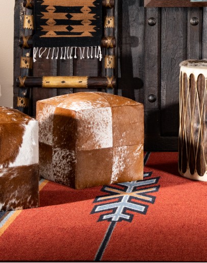 small cowhide cube foot stool