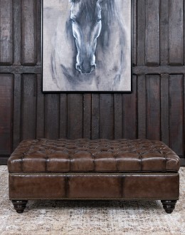 Dawson Smoke Storage Leather Ottoman