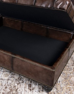 Dawson Smoke Storage Leather Ottoman