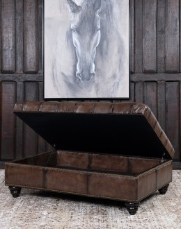 Dawson Smoke Storage Leather Ottoman