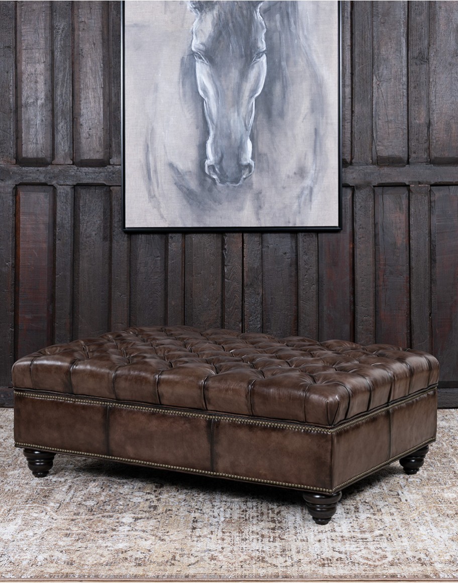 Dawson Smoke Storage Leather Ottoman