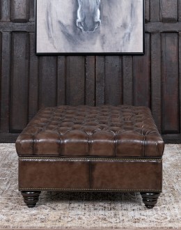 Dawson Smoke Storage Leather Ottoman