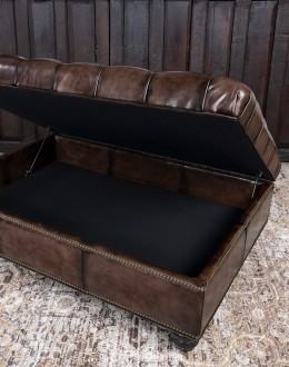 Dawson Smoke Storage Leather Ottoman