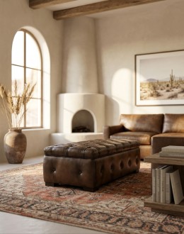 Kensington Leather Storage Ottoman