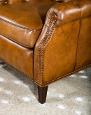 modern rustic tan leather recliner with button tufted back and arms