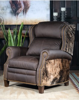 Ghent Leather Recliner, Modern Rustic Style, Full Grain Leather