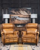 upscale ranch style brown leather recliner,brown recliner with saddle leather,