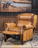 upscale ranch style brown leather recliner,brown recliner with saddle leather,