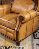 upscale ranch style brown leather recliner,brown recliner with saddle leather,