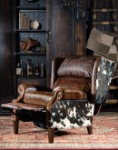 upscale ranch style brown leather recliner,brown recliner with full grain buffalo leather and cowhide
