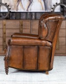 dark saddle leather recliner with tufted back