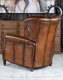 dark saddle leather recliner with tufted back