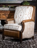 recliner with leather and southwestern style fabric 