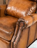upscale ranch style brown leather recliner,brown recliner with saddle leather,