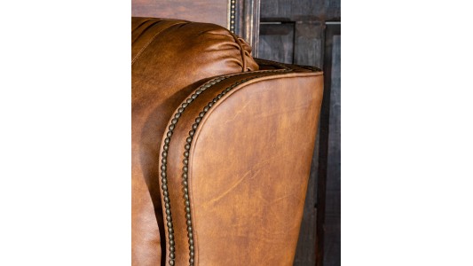 Cowboy Dundee Leather Recliner Tan Distressed Wingback Oversized High  Quality -  Canada