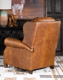 distressed tan leather wingback recliner