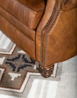 Cowboy Suela Recliner distressed tan leather wingback recliner