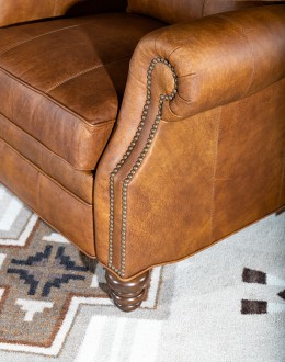 Cowboy Suela Recliner distressed tan leather wingback recliner