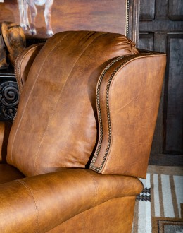 Cowboy Suela Recliner distressed tan leather wingback recliner
