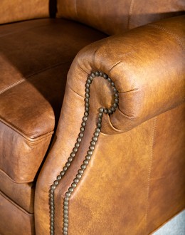 Cowboy Suela Recliner distressed tan leather wingback recliner