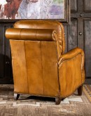 upscale ranch style leather chair,recliner with brown saddle leather