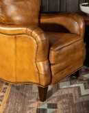 upscale ranch style leather chair,recliner with brown saddle leather