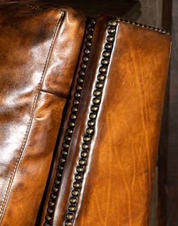 Hand Burnished Tan Leather Recliner upscale ranch style brown leather recliner,brown recliner with saddle leather,modern coco recliner