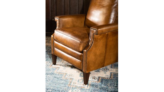 Ghent Leather Recliner, Modern Rustic Style, Full Grain Leather