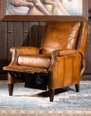 upscale ranch style brown leather recliner,brown recliner with saddle leather,modern coco recliner