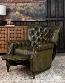 Huxley Olive Leather Recliner