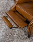 large bustle back recliner with saddle tan leather