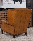 large bustle back recliner with saddle tan leather