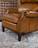large bustle back recliner with saddle tan leather