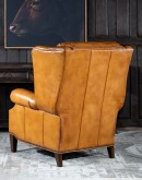 large bustle back recliner with saddle tan leather