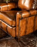 leather recliner with toe bug stitch design