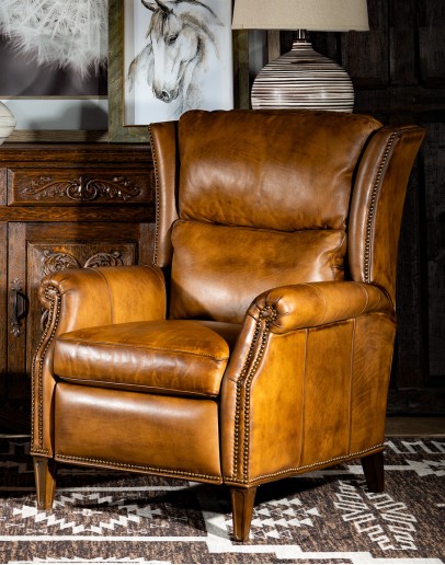 saddle tan leather recliner