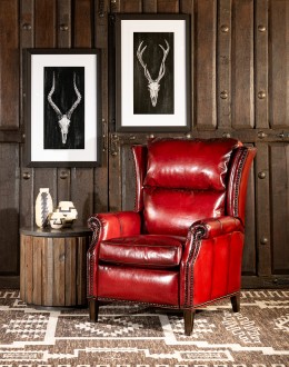 red leather wingback recliner
