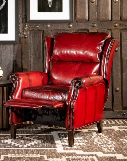 red leather wingback recliner