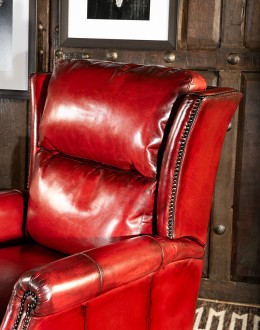 red leather wingback recliner