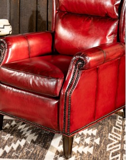 red leather wingback recliner