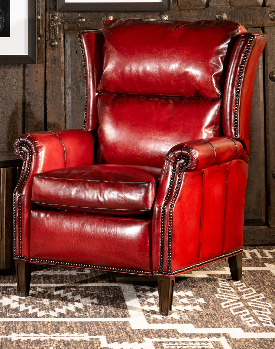 Oakley Red Leather Recliner High Quality American Made Adobe