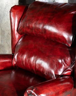 vibrant dark red leather recliner