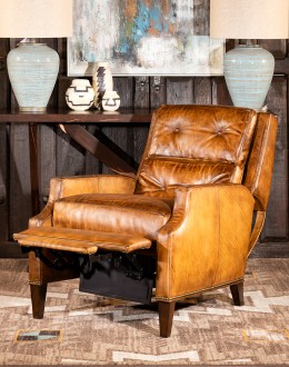upscale ranch style tan leather recliner,tan recliner with saddle leather