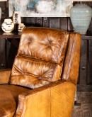 upscale ranch style tan leather recliner,tan recliner with saddle leather